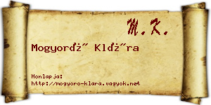 Mogyoró Klára névjegykártya